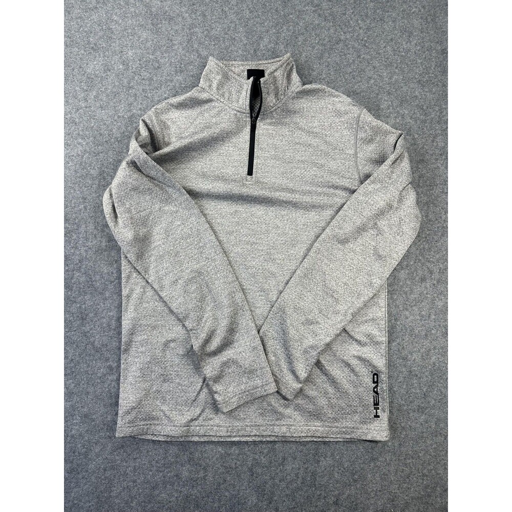 HEAD Pullover Mens Small Gray 1/4 Zip Long Sleeve Lightweight Athletic Workout